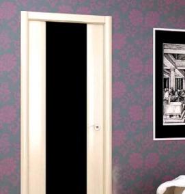 Межкомнатные двери черные со стеклом - модель 3