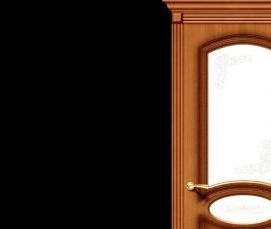 Межкомнатные двери орех со стеклом - модель 4