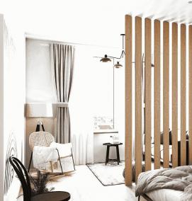 Межкомнатные перегородки из дерева для зонирования пространства - тип 2