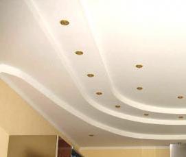 Многоуровневые натяжные потолки из гипсокартона - модель 1