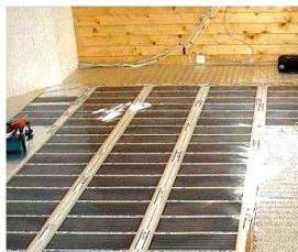 Монтаж инфракрасного теплого пола под линолеум - тип 1