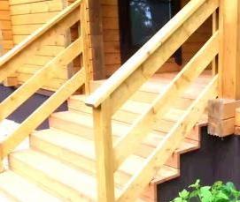 Монтаж перил из дерева - модель 4