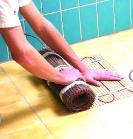 Монтаж теплого пола в ванной - модель 1