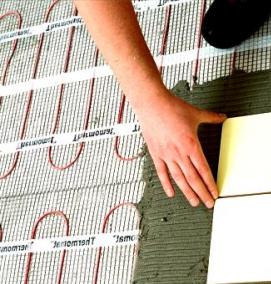 Монтаж теплого пола в ванной под плитку - тип 4