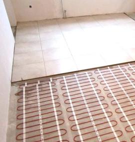 Монтаж теплого пола в ванной под плитку - тип 3