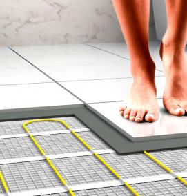 Монтаж теплого пола в ванной под плитку - тип 2