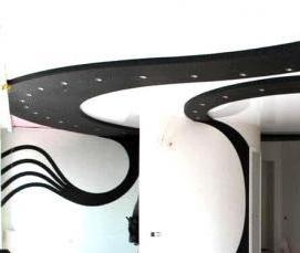 Натяжной потолок в черно белом цвете - вариант 1