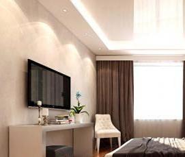 Натяжные двухуровневые потолки голубые - вариант 1