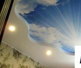 Натяжные потолки голубое небо с облаками - тип 1