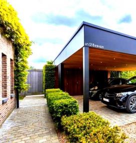 Навесы с хозблоком для автомобилей для дачи - модель 1