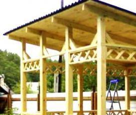 Односкатная беседка с мангалом - модель 4