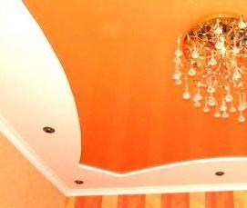 Оранжевый натяжной потолок - модель 1