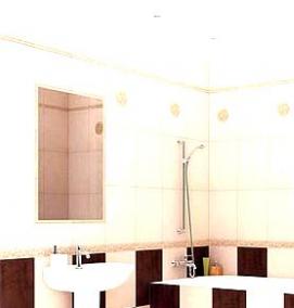 Отделка стен керамической плиткой - модель 3