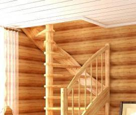 П-образная деревянная лестница - тип 4