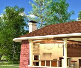 Панорамная беседка с мангалом - тип 2