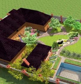 Планировка дачного участка прямоугольной формы - модель 4