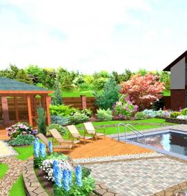 Планировка дачного участка прямоугольной формы - модель 3