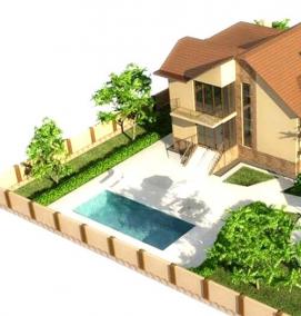 Планировка дачного участка с баней - вариант 4