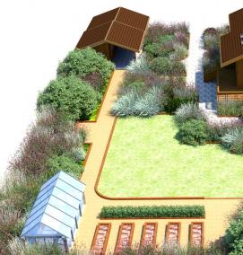 Планировка квадратного участка 10 соток - вариант 2