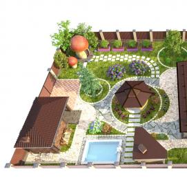 Планировка неровного участка - модель 1