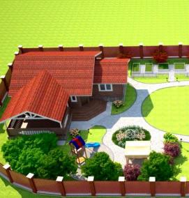 Планировка участка дачного дома - вариант 2