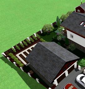 Планировка участка с домом и баней - тип 2