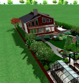 Планировка участка с прудом - тип 4