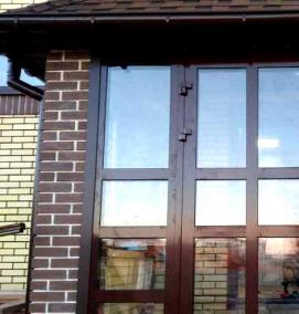 Пластиковая дверь входная без стекла коричневая - модель 2