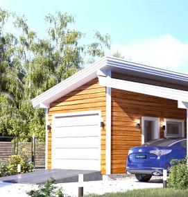 Проекты каркасного гаража с мансардой - вариант 1