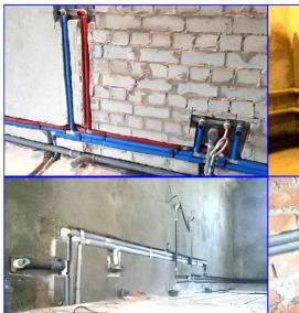 Прокладка труб отопления в стене - модель 2