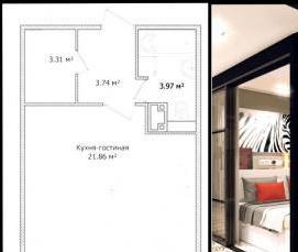 ремонт студии 20 кв м под ключ - модель 2