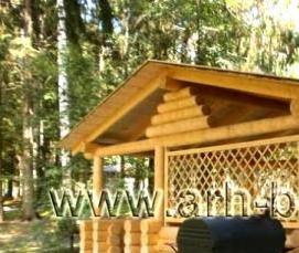 рубленная беседка с мангалом и барбекю - вариант 2