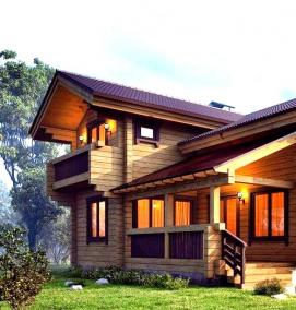 сруб дома из бруса - тип 2