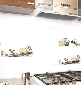 укладка фартука из плитки на кухне - модель 1