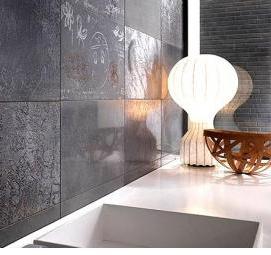 укладка керамогранита на стену в ванной - модель 3