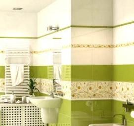 укладка керамогранита на стену в ванной - модель 2