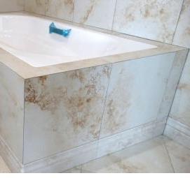 укладка крупноформатного керамогранита на стену - вариант 1