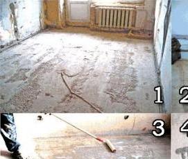 установка маяков для стяжки пола - вариант 4