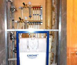 установка подвесного унитаза с инсталляцией - тип 4