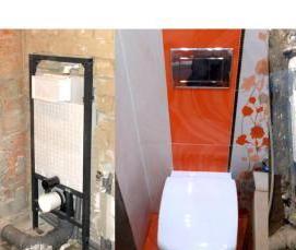 установка подвесного унитаза с инсталляцией - тип 2