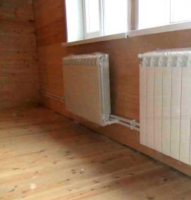 установка радиаторов отопления в доме - тип 1