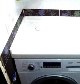 установка раковины на стиральную машину в ванной - модель 2