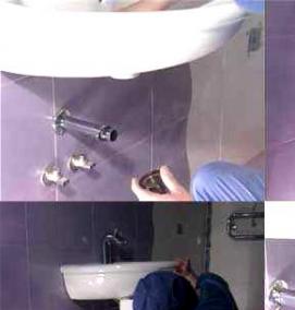 установка раковины с пьедесталом - тип 2