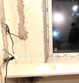 установка смесителя на раковину из искусственного камня - вариант 3