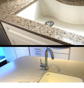 установка смесителя на раковину из искусственного камня - вариант 2