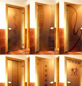 установка стеклянной двери в баню - модель 3