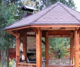 Восьмиугольная беседка с мангалом - модель 1