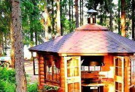 Закрытая беседка с кирпичным мангалом - модель 1