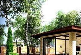 Закрытая беседка с кирпичным мангалом - модель 4