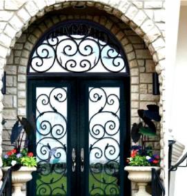 Железная входная дверь со стеклом - тип 1